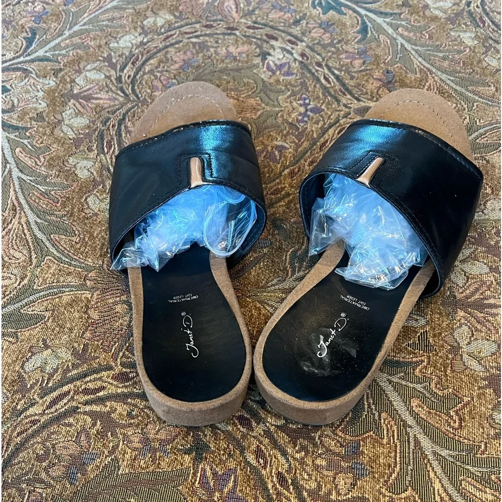 Italian Men’s Slide Sandal Black Leather Euro 42 Janet D.